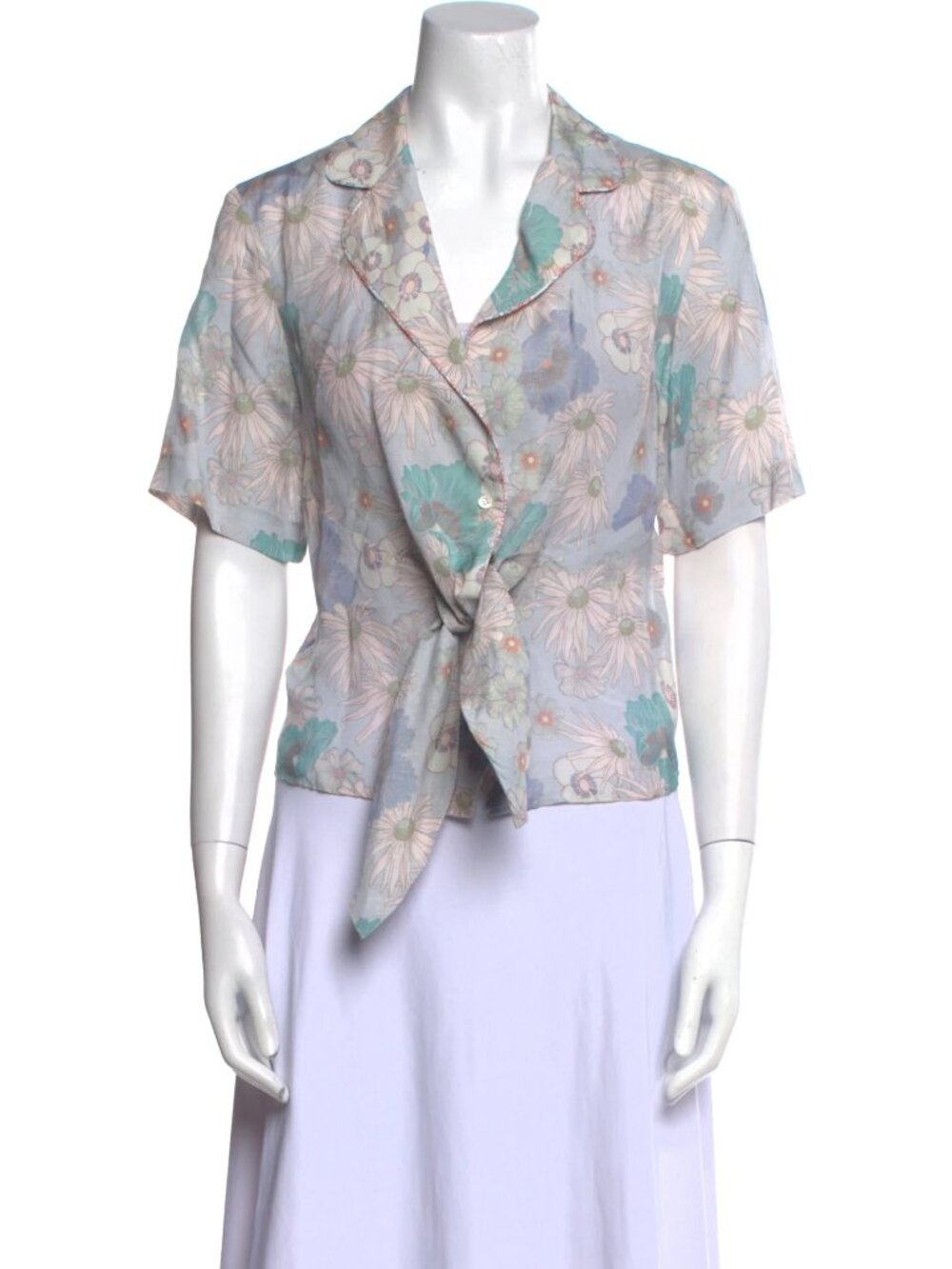 Sandro Paris Tie-Front Floral Top